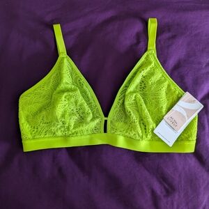 All You Lively Lime Green Palm Lace Busty Bralette in size 2/34 DDD/36D-DDD